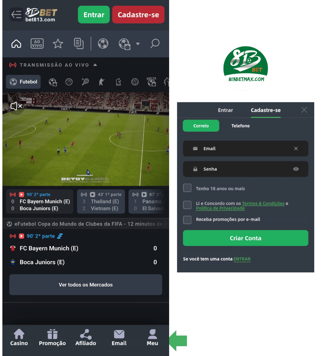Como se Registrar no App 813bet